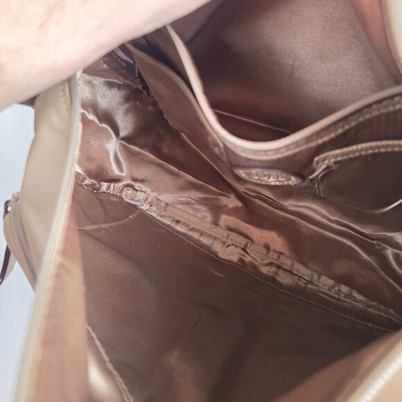 Dana Buchman Champagne Brown Messenger Bag with Metallic Pebbled Accents - Picture 12 of 13